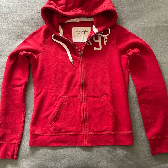 Abercrombie & Fitch Jackets & Blazers - Abercrombie & Fitch Women Bright Red Zip-Up Hoodie